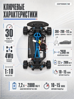 Радиоуправляемая машина для дрифта HSP Flying Fish 1 - 1:10 4WD - 94123-STI02 WRX STI