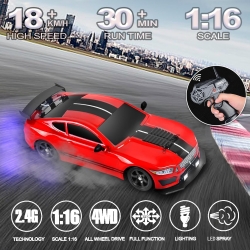Радиоуправляемая машина для дрифта HB Ford Mustang (4WD, свет, пар, акб, 1:16) - SC16A01-1