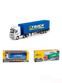 Металлический грузовик контейнеровоз HUI NA TOYS масштаб 1:50 - HN1732-BLUE