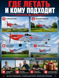 Радиоуправляемый самолет истребитель TOP RC (6-axis, EPP, 450 мм, RTF) - TOP003B02