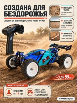 Радиоуправляемая багги Remo Hobby (синий) 4WD 2.4G 1/14 RTR -RH1451-BLUE