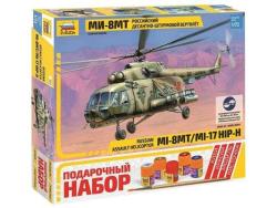 Модель Сборная ZVEZDA Российский вертолет Ми-8МТ, подарочный набор, 1:72