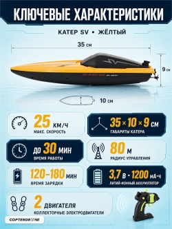 Радиоуправляемый катер CS Toys SV с сумкой (35 см, 25 км/ч) - TY2-YELLOW-BAG