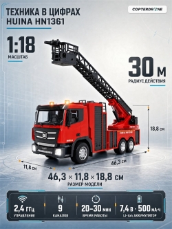 Радиоуправляемая пожарная машина HUI NA TOYS масштаб 1:18 2.4G - HN1361