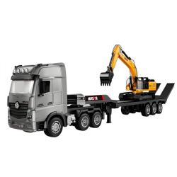Радиоуправляемый экскаватор и грузовик HuiNa Toys масштаб 1/18 2.4G 9CH - HN1522 (свет, звук)