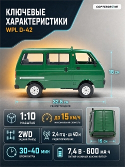 Радиоуправляемая машина WPL минивен (зеленый) 2.4G RTR масштаб 1:10 - D-42-G