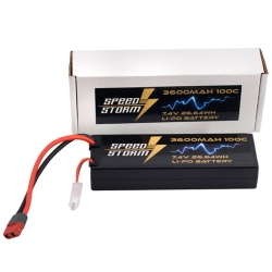 Аккумулятор Speed Storm Li-Po 7.4V 100C 3600 mAh Hard Case разъем T-plug (Deans) - SS-2S3600-100-D