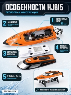 Радиоуправляемый катер SET SAIL (36 см, 25 км/ч) - HJ815-ORANGE