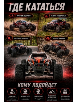 Радиоуправляемый монстр Remo Hobby Monster SMAX 1:16 4WD RTR RH1631-RED