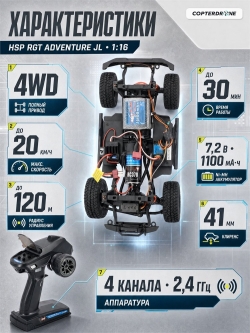 Радиоуправляемая машина краулер RGT Hobby Cruiser РК-4 Waterproof 4WD RTR масштаб 1:16 2.4G - 136161JL|R62125-1