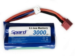 Аккумулятор Li-Ion Spard 3000mAh, 7,4V, 10C, T‐plug для Remo Hobby 1/16, Himoto 1/18 YT18650P3