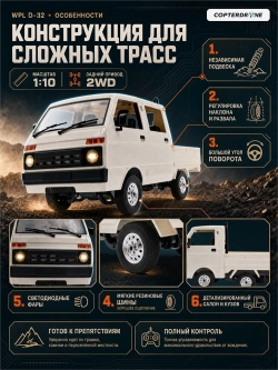Радиоуправляемая машина WPL RTR масштаб 1:10 2WD 2.4G - WPLD-32|WHITE