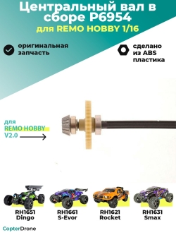 Центральный вал в сборе с главной шестерней и шестернями дифференциала для Remo Hobby 1/16. P6954