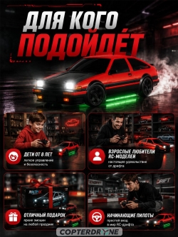 Радиоуправляемая дрифт машина с гироскопом Huang Bo Toyota AE86 1:18 - HB-RP1808