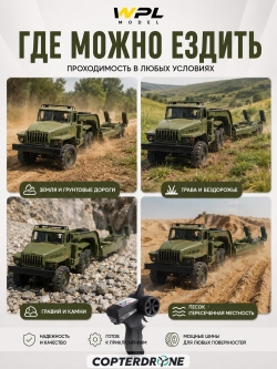 Радиоуправляемая машина WPL Советский военный грузовик Урал 1:16 4WD 2.4G - WPLB-36-3