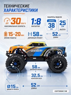 Радиоуправляемая машина монстр HSP Savagery 4WD 1:8 - 94996-97291