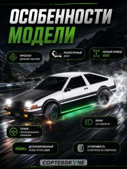 Радиоуправляемая дрифт машина с гироскопом Huang Bo Toyota AE86 1:18 - HB-RP1807