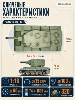 Радиоуправляемый танк Heng Long KV-2 UpgA V7.0 масштаб 1:16 RTR 2.4GHz - 3949-1UpgA V7.0