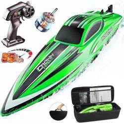 Радиоуправляемый катер HJ toys / HongXunJie Chasing Waves PRO с сумкой (41 см, 55 км/ч, Brushless) - HJ818PRO-GREEN-BAG
