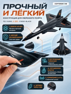 Радиоуправляемый самолет Fei Xiong J-20 RTF 2.4G - FX830-BLACK