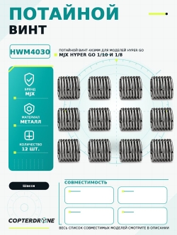 Потайной винт 4х3мм для автомоделей MJX 1/8, 1/10 12шт - HWM4030
