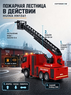 Радиоуправляемая пожарная машина HUI NA TOYS масштаб 1:18 2.4G - HN1361