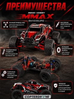 Радиоуправляемая машина монстр Remo Hobby MMAX Brushless UPGRADE 4WD 2.4G 1:10 RTR RH1035UPG-RED