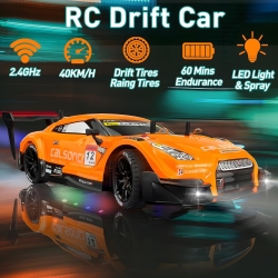Радиоуправляемая машина для дрифта Huang Bo Nissan GTR R35 (свет, пар, 4WD 1:14) - RC-18D-1