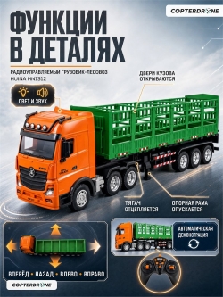 Радиоуправляемый грузовик лесовоз Huina 2WD масштаб 1:18 2.4G - HN1312
