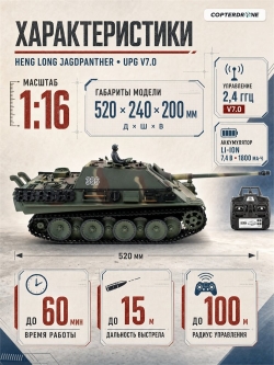 Радиоуправляемый танк Heng Long Jagdpanther (Германия) Upg V7.0 масштаб 1:16 - 3869-1Upg V7.0