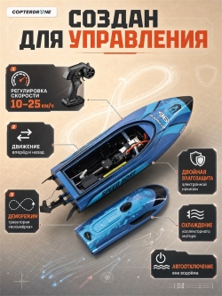 Радиоуправляемый катер CS Toys Wander (30 см, LED, 25 км/ч) - HJ820-BLUE