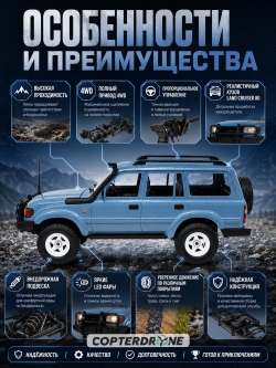 Радиоуправляемый внедорожник WPL Land Cruiser LC80 4WD - WPLD-54-BLUE
