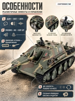 Радиоуправляемый танк Heng Long Jagdpanther (Германия) Upg V7.0 масштаб 1:16 - 3869-1Upg V7.0