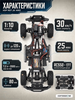 Радиоуправляемая машина краулер RGT Pioner 4WD RTR масштаб 1:10 2.4G - EX86010-JK|R86237-1