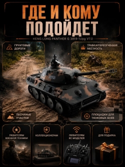 Радиоуправляемый танк Heng Long Panther Upgrade V7.0 масштаб 1:16 - 3819-1Upg V7.0