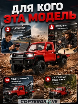 Радиоуправляемая машина MN MODEL, внедорожник с лебедкой Land Cruiser 1:12, 2,4 ГГц, RTR, 4WD - MN-82T-RED
