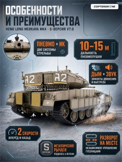 Радиоуправляемый танк Heng Long ISR Merkava MK- IV Upgrade V7.0 2.4G 1/16 RTR - 3958-1Upg V7.0