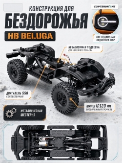 Радиоуправляемая машина краулер Huang Bo 4WD RTR масштаб 1:10 2.4G Bronco Yellow - HB-R1001