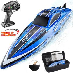 Радиоуправляемый катер HJ toys / HongXunJie Chasing Waves с сумкой (41 см, 35 км/ч) - HJ818-BLUE-BAG
