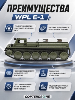 Радиоуправляемый гусеничный вездеход WPL E-1 2.4G 1/16 RTR
