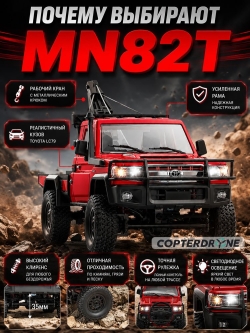Радиоуправляемая машина MN MODEL, внедорожник с лебедкой Land Cruiser 1:12, 2,4 ГГц, RTR, 4WD - MN-82T-RED