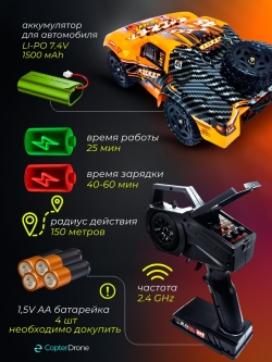 Радиоуправляемая машина шорт-корс Remo Hobby Rocket 4WD RTR масштаб 1:16 2.4G - RH1625UPG-ORAN