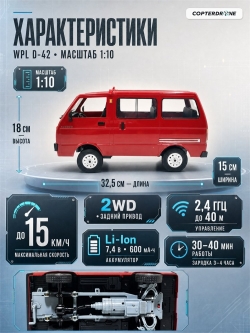 Радиоуправляемая машина краулер WPL D-42 RTR масштаб 1:10 2.4G - WPLD-42|RED