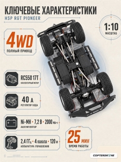 Радиоуправляемый краулер HSP RGT Pioneer 4WD 1:10 - EX86110-P86200-1T