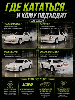 Радиоуправляемая машина для дрифта LD RC масштаб 1:18 2WD 2.4G RX-7 1802-White