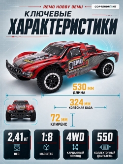 Радиоуправляемый шорт-корс трак Remo Hobby Truck 9emu 4WD RTR 1:10 2.4G - RH1021-RED