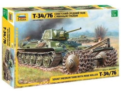Модель Сборная ZVEZDA Советский средний танк с минным тралом Т-34/76, 1:35