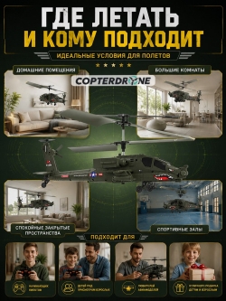Радиоуправляемый вертолет Syma Apache AH-64 (барометр / автовзлет) - SYMA-S109H