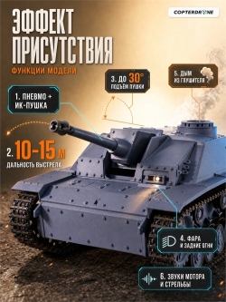 Радиоуправляемый танк Heng Long Sturmgeschutz III (Германия) V7.0 масштаб 1:16 - 3868-1 V7