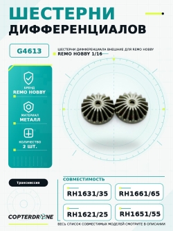 Шестерни дифференциала внешние для Remo Hobby 1/16, металл-литье (2 шт). G4613